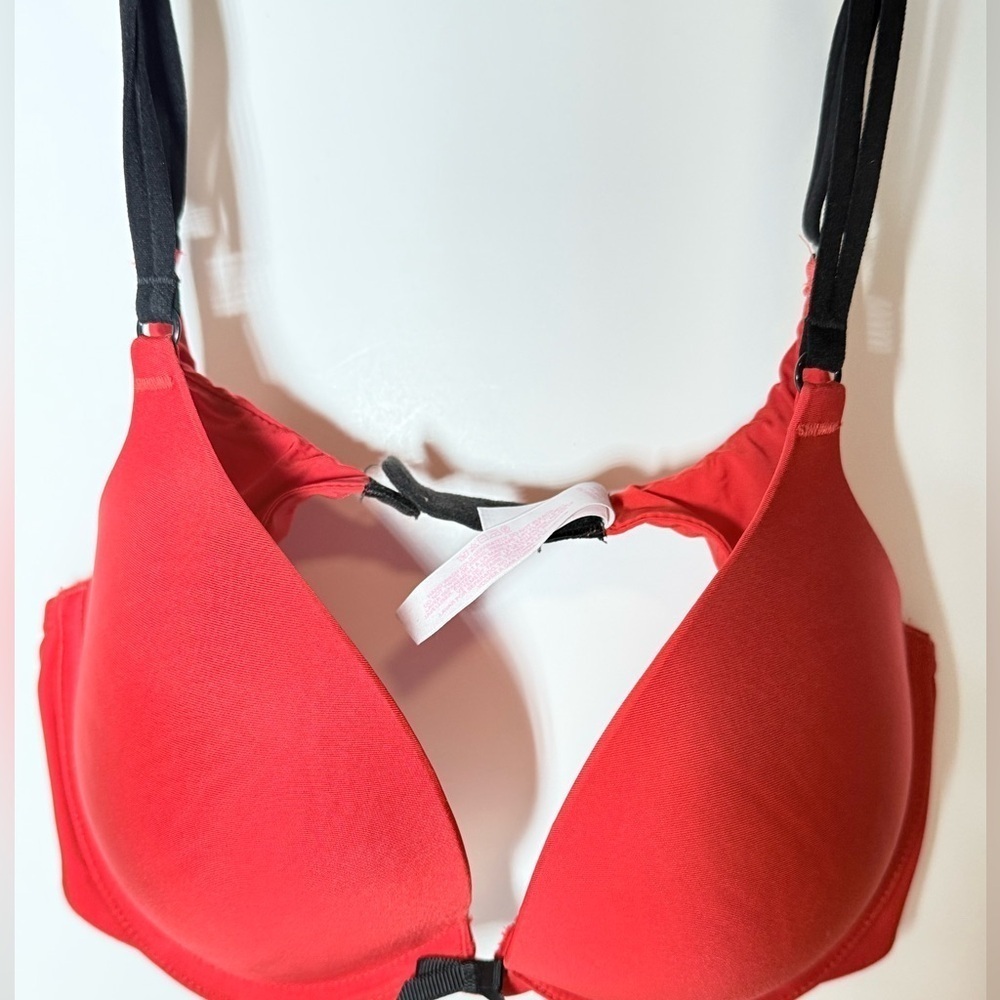 Victoria's Secret Vibrant Red Bra with Black Straps Push Up